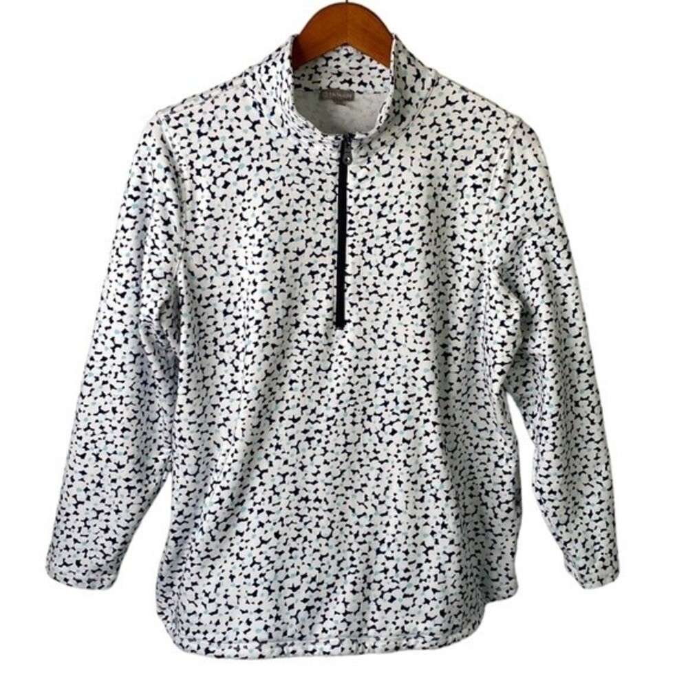 Talbots T by Talbots 1/2 Zip Mocneck Pullover Activewear Top Abstract Geo Print